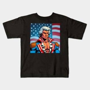 Founding Bro: George Washington with American Flag Kids T-Shirt